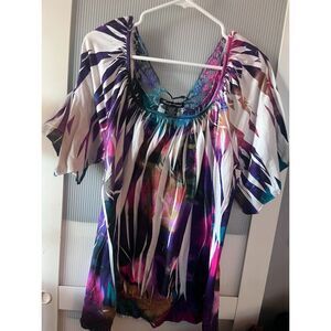 H_Simply Irresistible Multicilored tie-dye style top Size not stated but like 2X